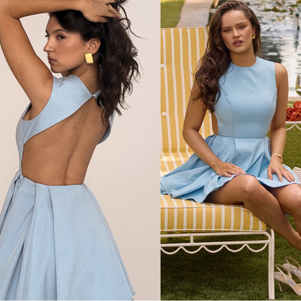 House of CB 'Ingrid' Blue Twill Mini Dress NWOT